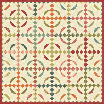 EQP textiles - Back &amp; forth foliage strawberry smoothie