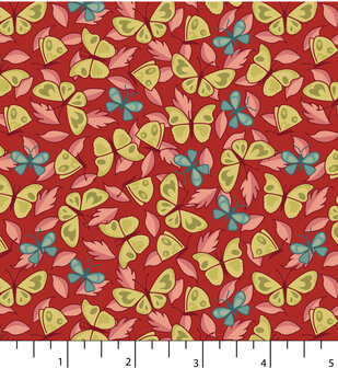 EQP textiles - Back &amp; forth butterflies rosehip