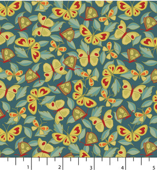 EQP textiles - Back &amp; forth butterflies deep blue