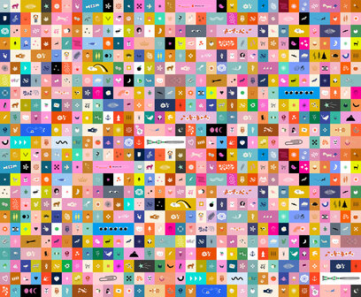 *uitverkocht* Ruby Star Society - selvedge magic icons panel