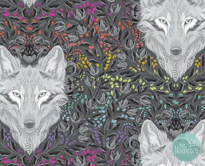 *pre-order* Tula Pink - Graywork - Wolf of pink street carbon