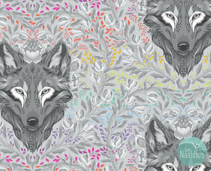 *pre-order* Tula Pink - Graywork - Wolf of pink street fog