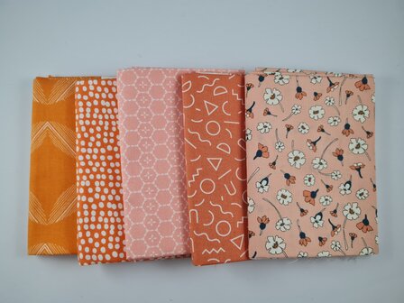Fat quarter bundel - oranje roze