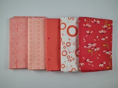 Fat quarter bundel - koraalrood