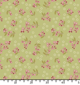 EQP textiles - back in the day - Wild berries light olive