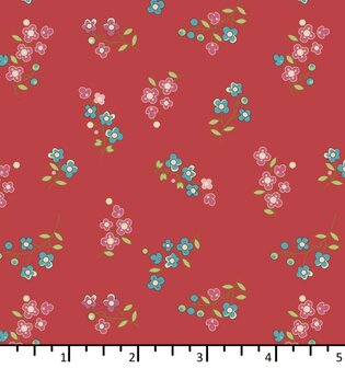 EQP textiles - back in the day - Forget me not crimson
