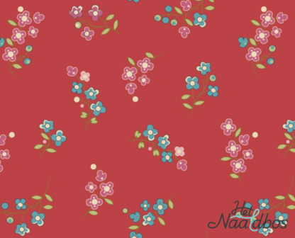 EQP textiles - back in the day - Forget me not crimson