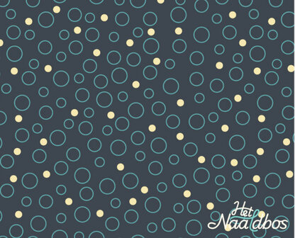 *coupon* EQP textiles - sands of time bubbles donkerblauw