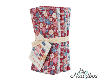 Tilda - Village Life - Fat Quarter Bundle Burgundy