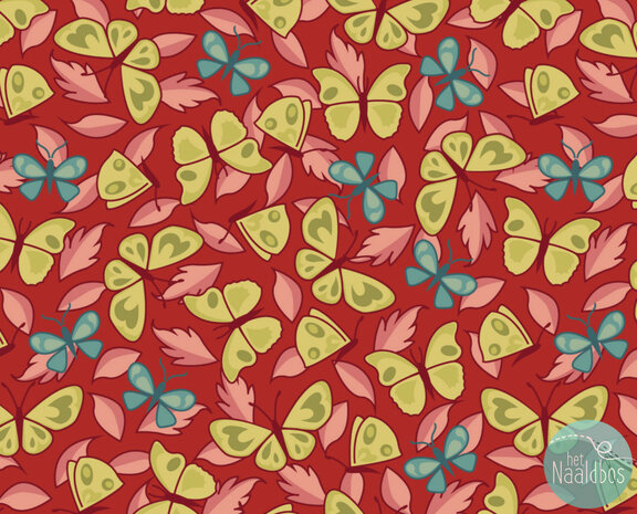 EQP textiles - Back & forth butterflies rosehip