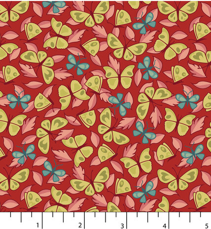 EQP textiles - Back & forth butterflies rosehip