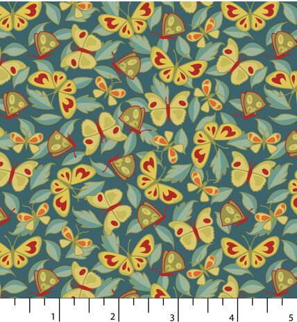 EQP textiles - Back & forth butterflies deep blue