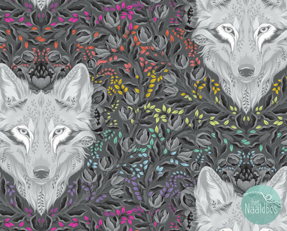 *pre-order* Tula Pink - Graywork - Wolf of pink street carbon