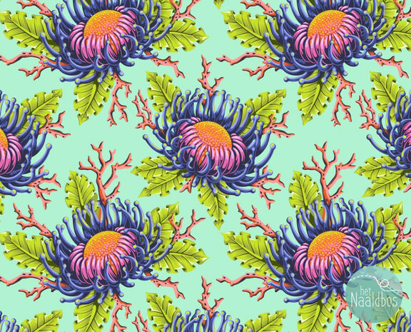 *pre-order* Tula Pink - Floral Reef - Friends & Anemones Seafoam