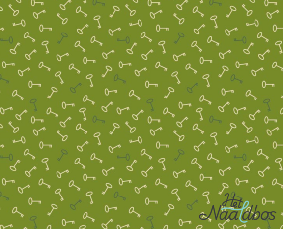 EQP textiles - back in the day - keys forest green