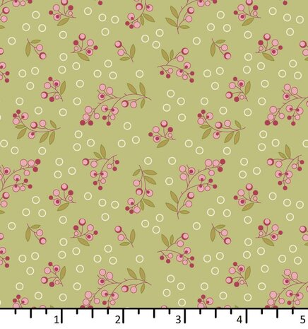 EQP textiles - back in the day - Wild berries light olive