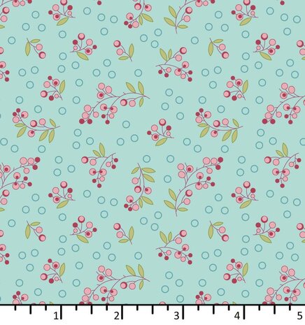 EQP textiles - back in the day - Wild berries aqua
