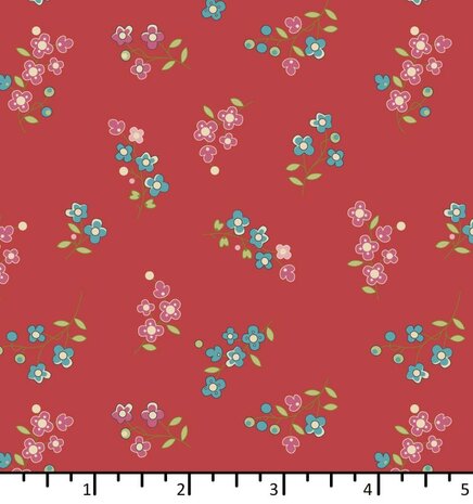 EQP textiles - back in the day - Forget me not crimson