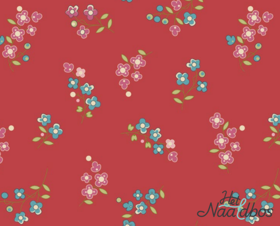 EQP textiles - back in the day - Forget me not crimson