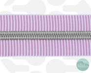 Zipperzoo gestreepte rits dusty pink silver