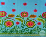 *coupon* Michael Miller - garden party flower border aqua